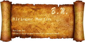 Biringer Martin névjegykártya